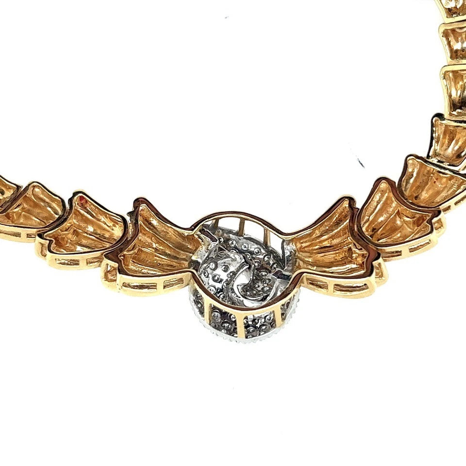 Art Nouveau Gold 1.05 Carat Natural Round Brilliant Diamond Necklace Circa 1960