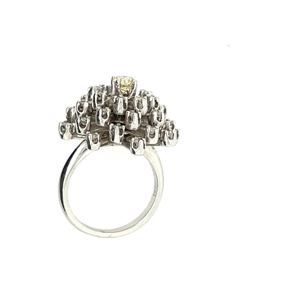 Retro Gold 0.75 Carat Natural Round Single Cut Diamond Cocktail Ring Circa 1950