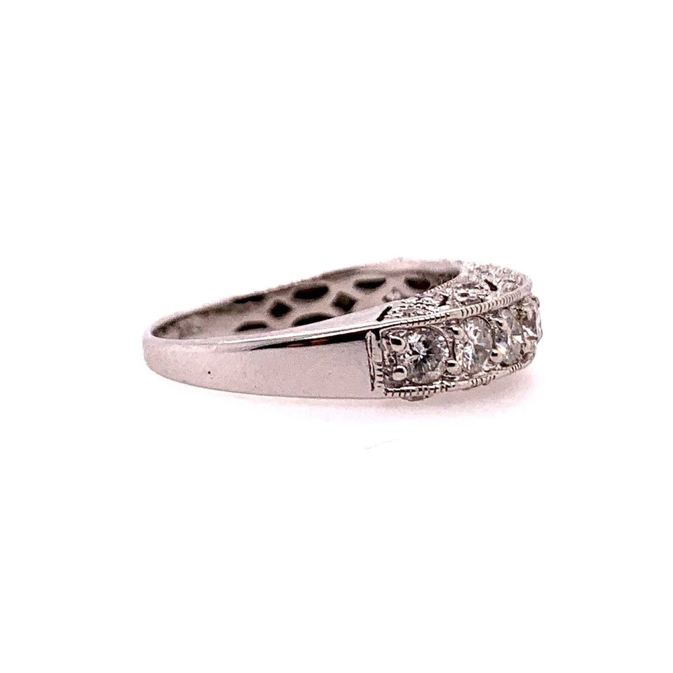 Modern Gold Engagement Band 1.25 Carat Natural Colorless Diamond Cocktail Ring