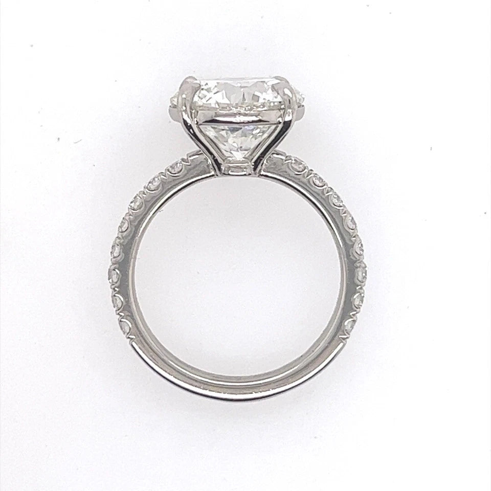 GIA Certified 4.02 Carat G SI2 EX Cut None Natural Round Diamond Engagement Ring