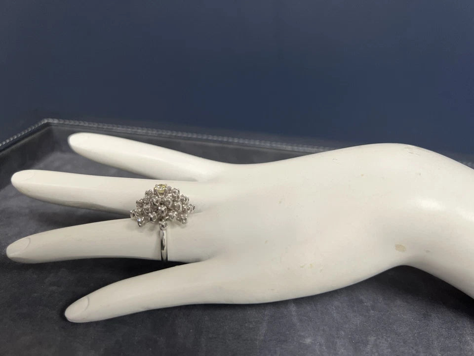 Retro Gold 0.75 Carat Natural Round Single Cut Diamond Cocktail Ring Circa 1950
