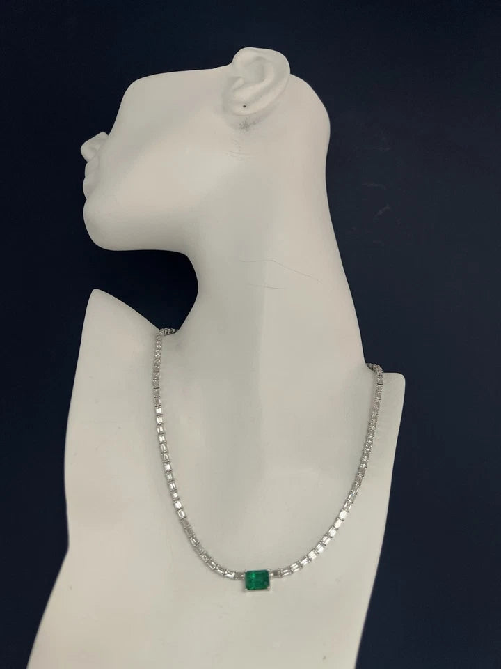 Modern Gold 14.77 Carat Natural GIA Certified Zambian Emerald & Diamond Necklace