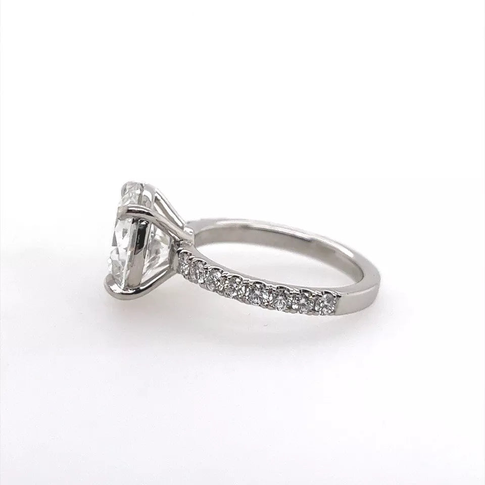 GIA Certified 4.02 Carat G SI2 EX Cut None Natural Round Diamond Engagement Ring