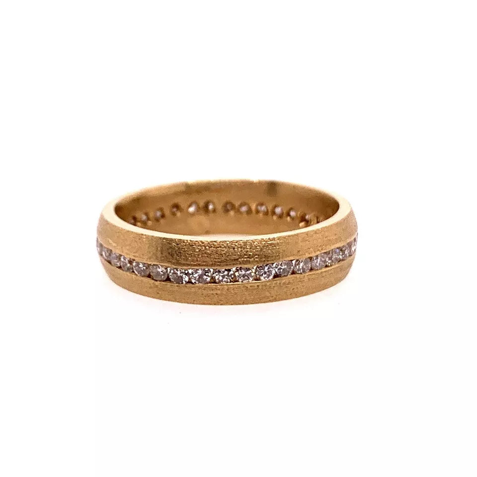 Retro Gold Ring 0.75 Carat Natural Diamond Cocktail Engagement Band Circa 1950