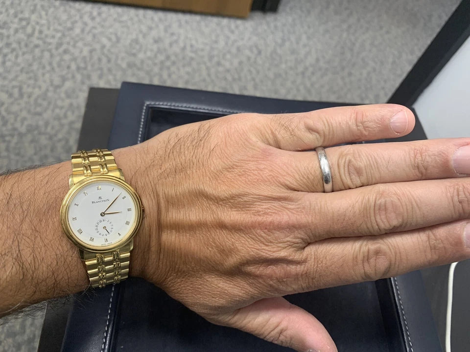Original Blancpain Villeret Yellow Gold Watch & Bracelet Automatic Display Case