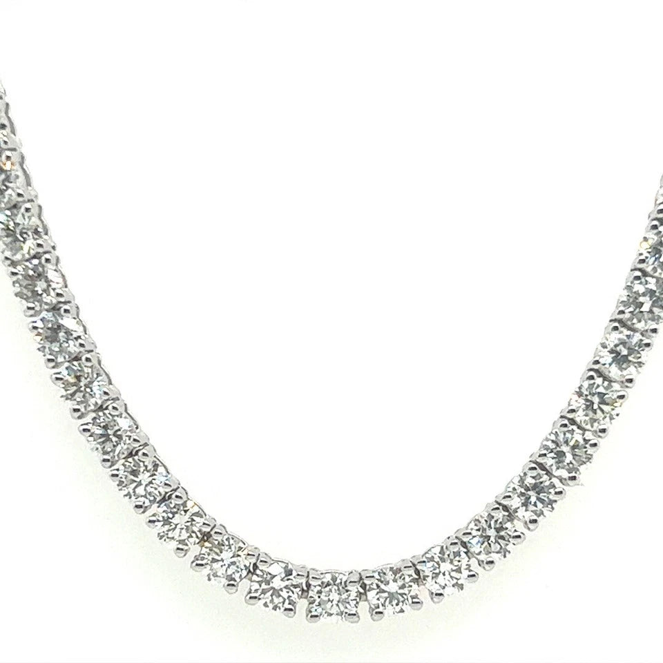 Modern Gold 11.29 Carats Natural Round Brilliant G Color Diamond Tennis Necklace
