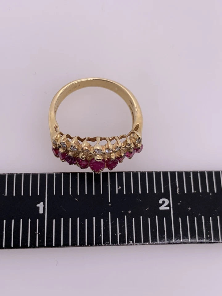 Retro Gold 1.15 Carat Natural Marquise Ruby & Diamond Cocktail Ring Circa 1960