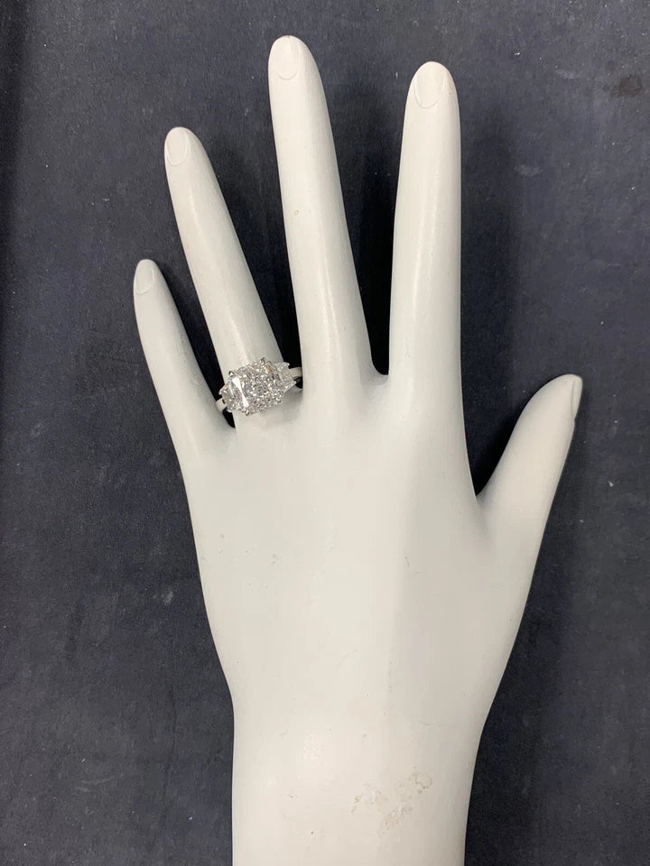 GIA Certified 3.57 Carat D SI1 Natural Diamond Modern Platinum Engagement Ring