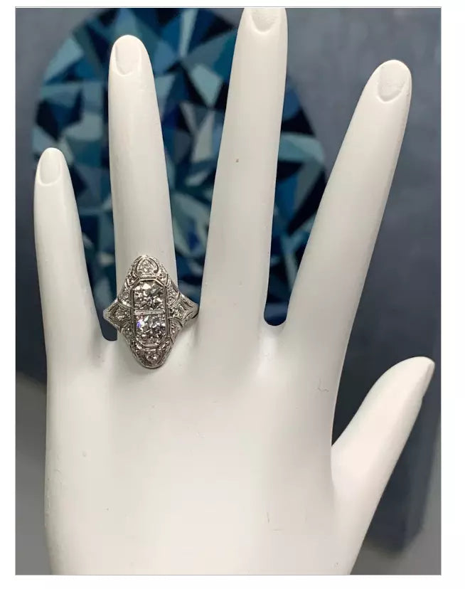Platinum 1.75 Carat Old Mine Natural Round Brilliant Diamond Ring Circa 1930