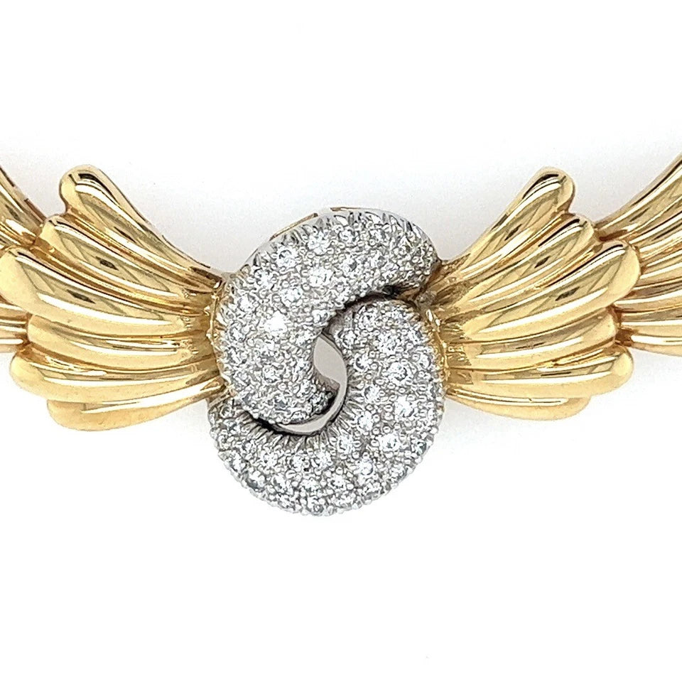 Art Nouveau Gold 1.05 Carat Natural Round Brilliant Diamond Necklace Circa 1960
