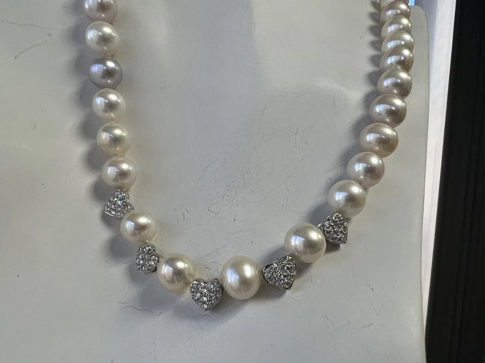Retro Gold .75 Carat Natural Diamond & 9.5-10mm South Sea Culture Pearl Necklace