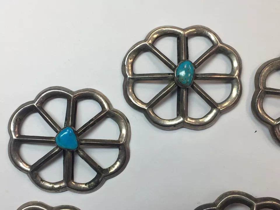 Estate Silver 357.73g Natural Turquoise Native Vintage Belt Buckle Set Gem Stone