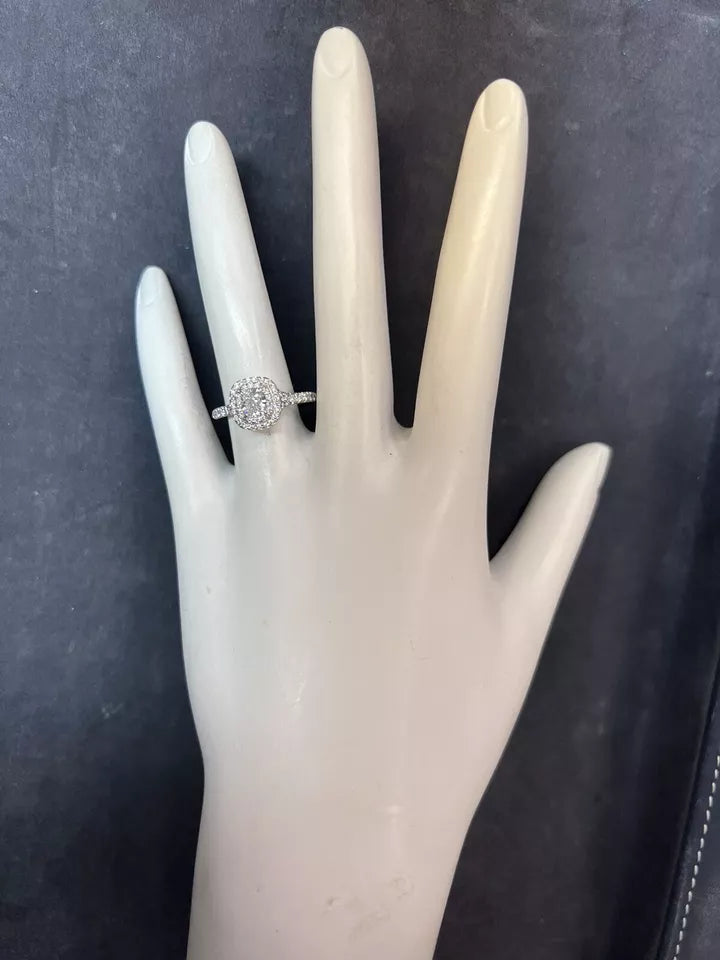 Tiffany & Co Soleste 0.71 Carat Certified D Natural Diamond Engagement Halo Ring