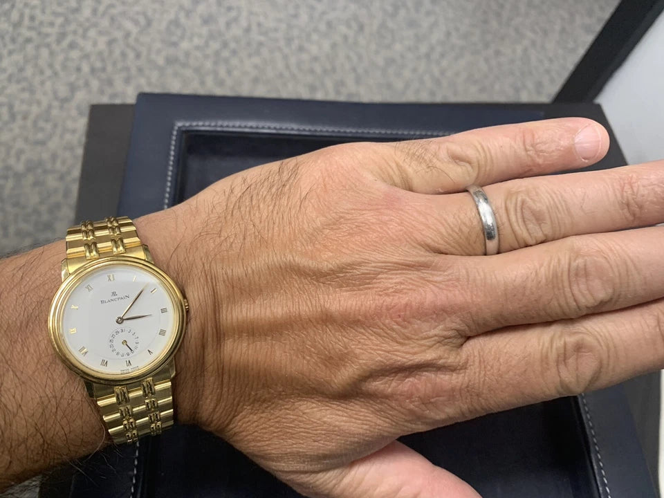 Original Blancpain Villeret Yellow Gold Watch & Bracelet Automatic Display Case