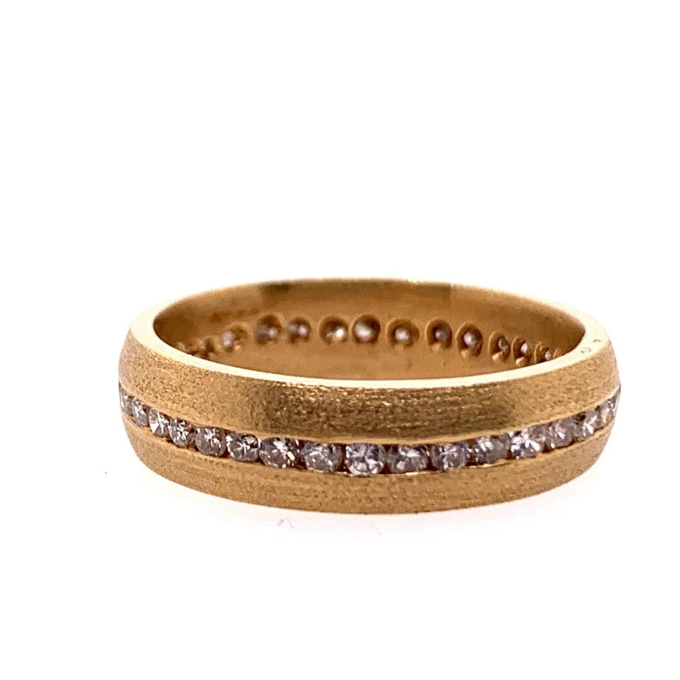 Retro Gold Ring 0.75 Carat Natural Diamond Cocktail Engagement Band Circa 1950
