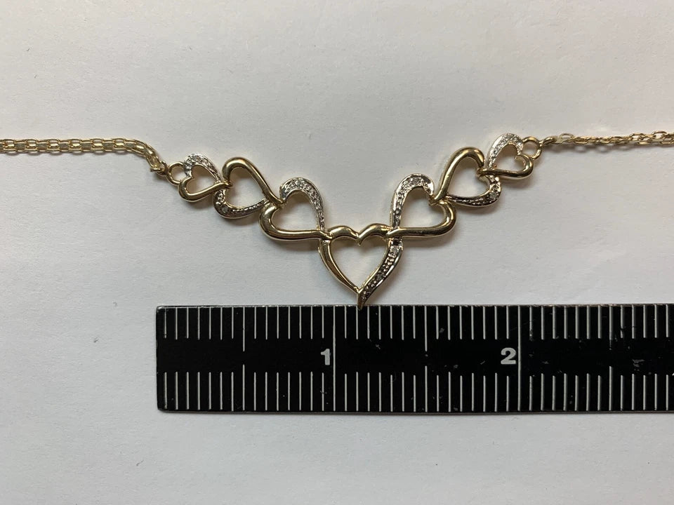 Modern 10k Gold & Natural Diamond 6.2 gram 17.5" inch Heart Necklace