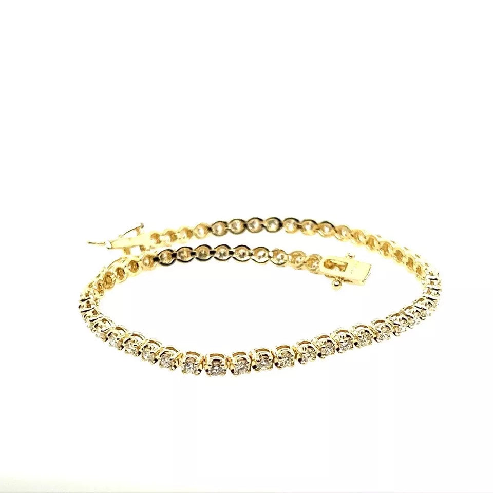Modern Gold 2.00 Carat Natural Round Brilliant G-H VS Diamond Tennis Bracelet