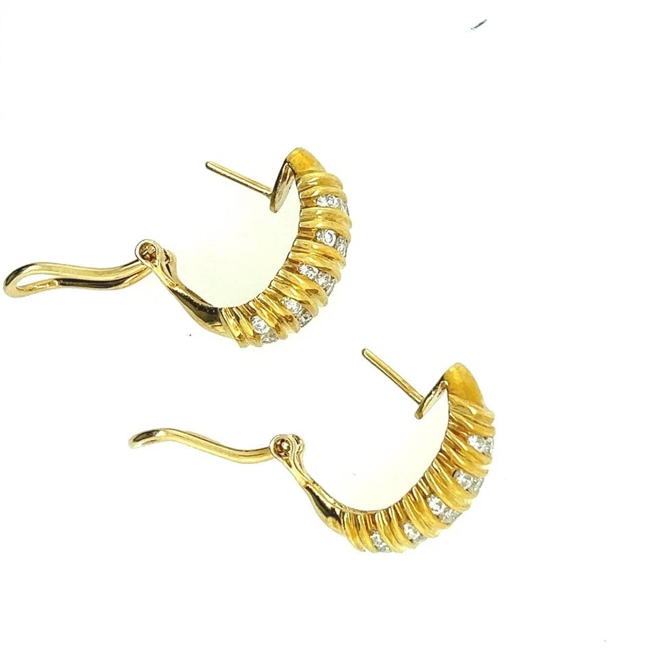 Retro Gold 1.25 Carat Natural Round Brilliant Diamond Clip Earrings Circa 1960