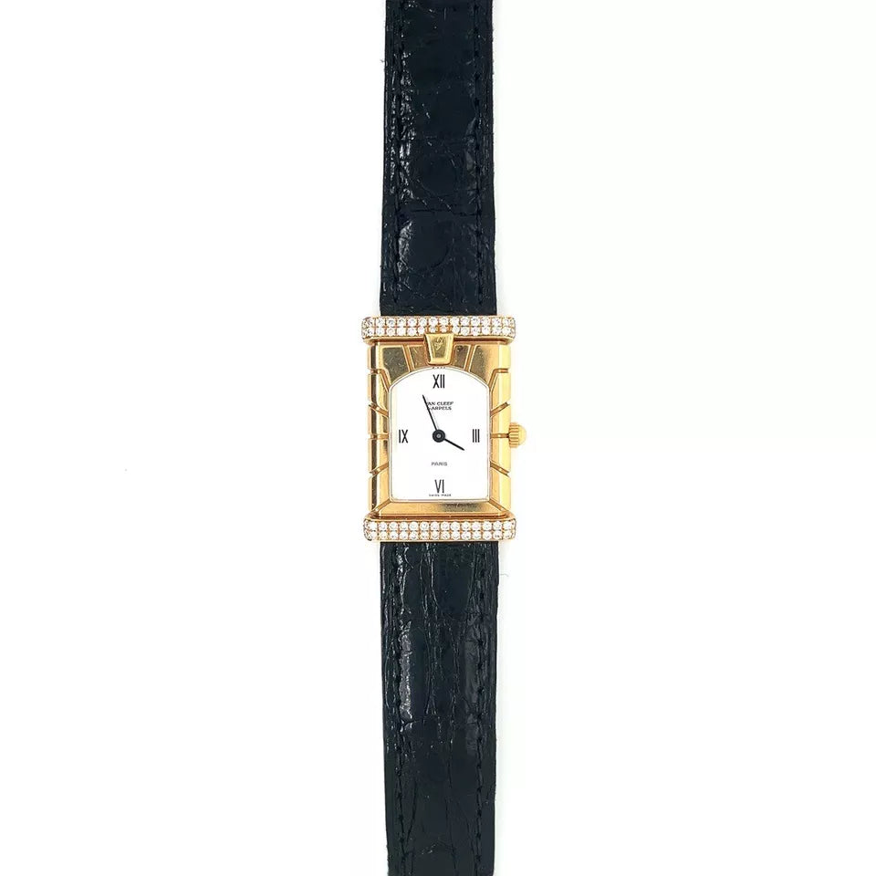 Van Cleef & Arpels Ladies Diamond & 18k Yellow Gold Facade Quartz Dress Watch
