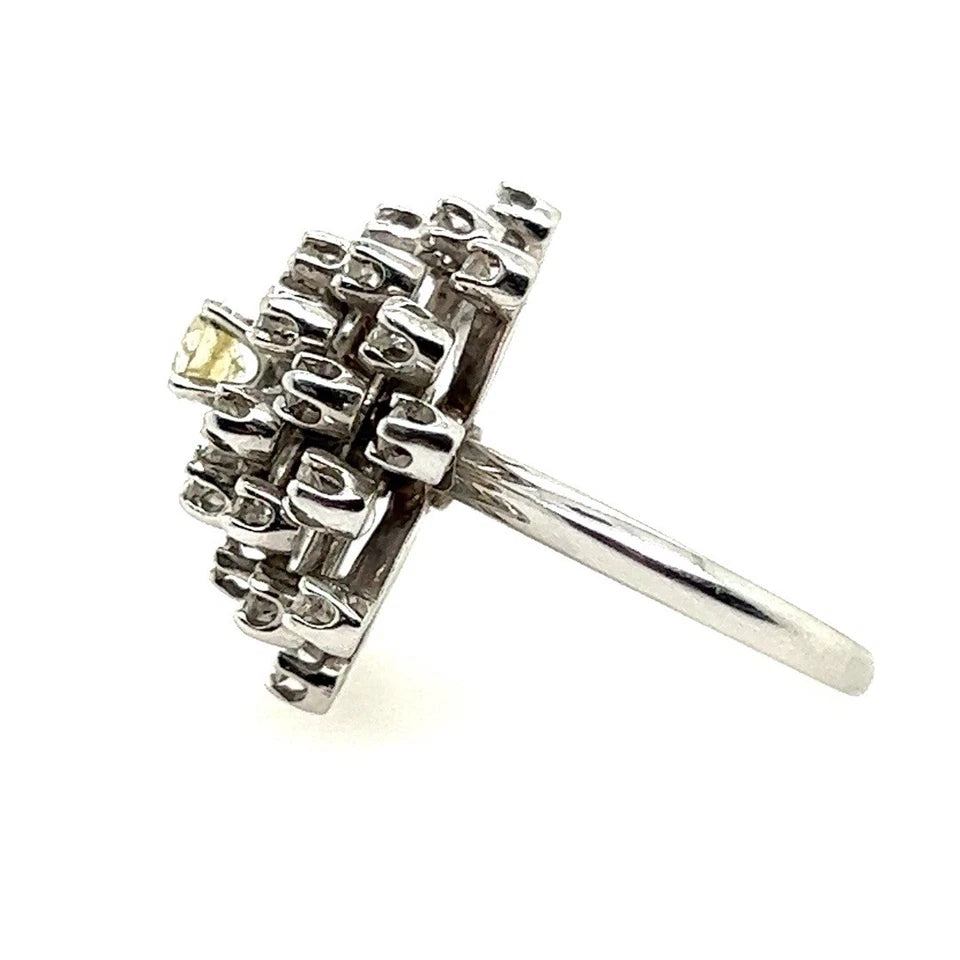 Retro Gold 0.75 Carat Natural Round Single Cut Diamond Cocktail Ring Circa 1950