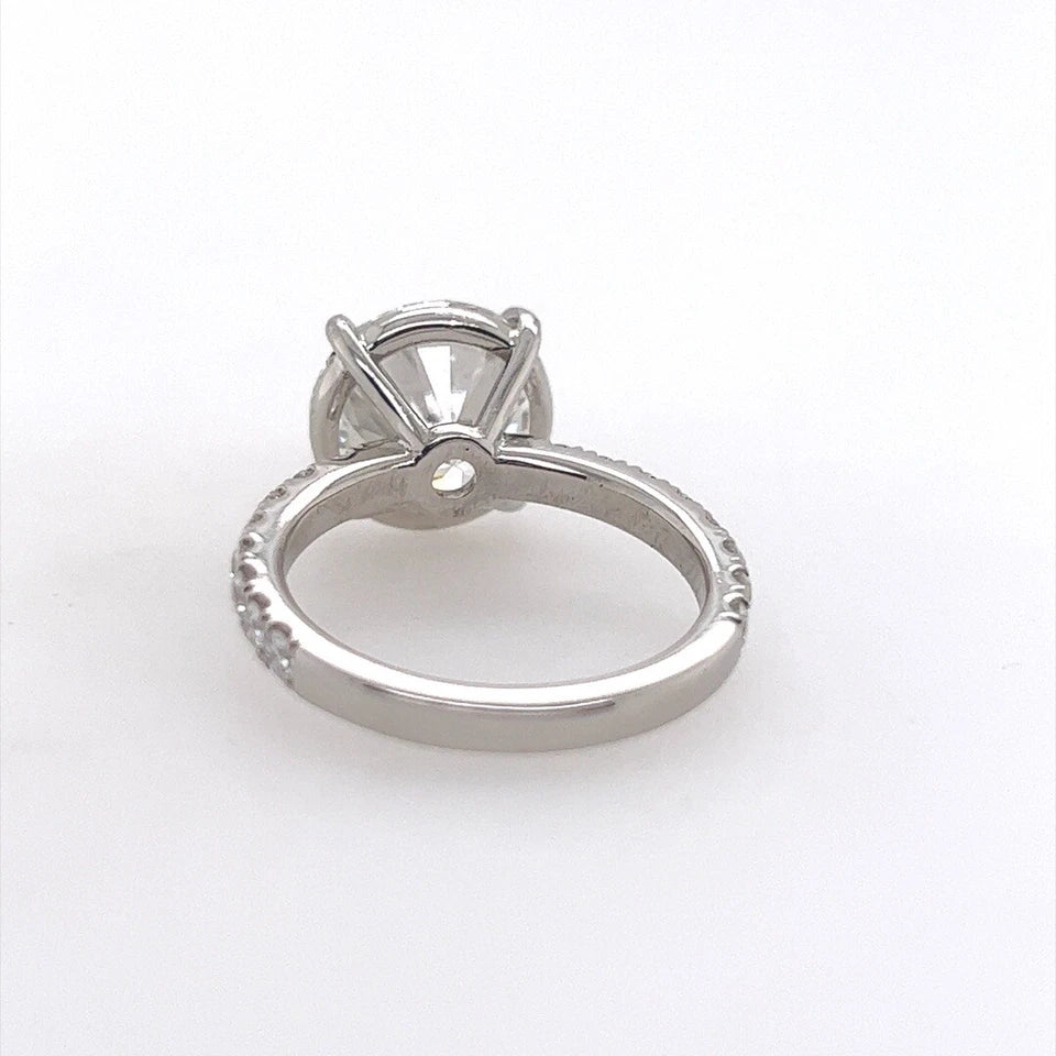 GIA Certified 4.02 Carat G SI2 EX Cut None Natural Round Diamond Engagement Ring