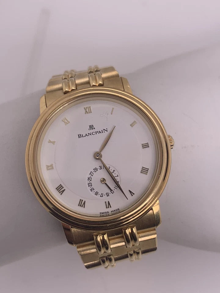 Original Blancpain Villeret Yellow Gold Watch & Bracelet Automatic Display Case