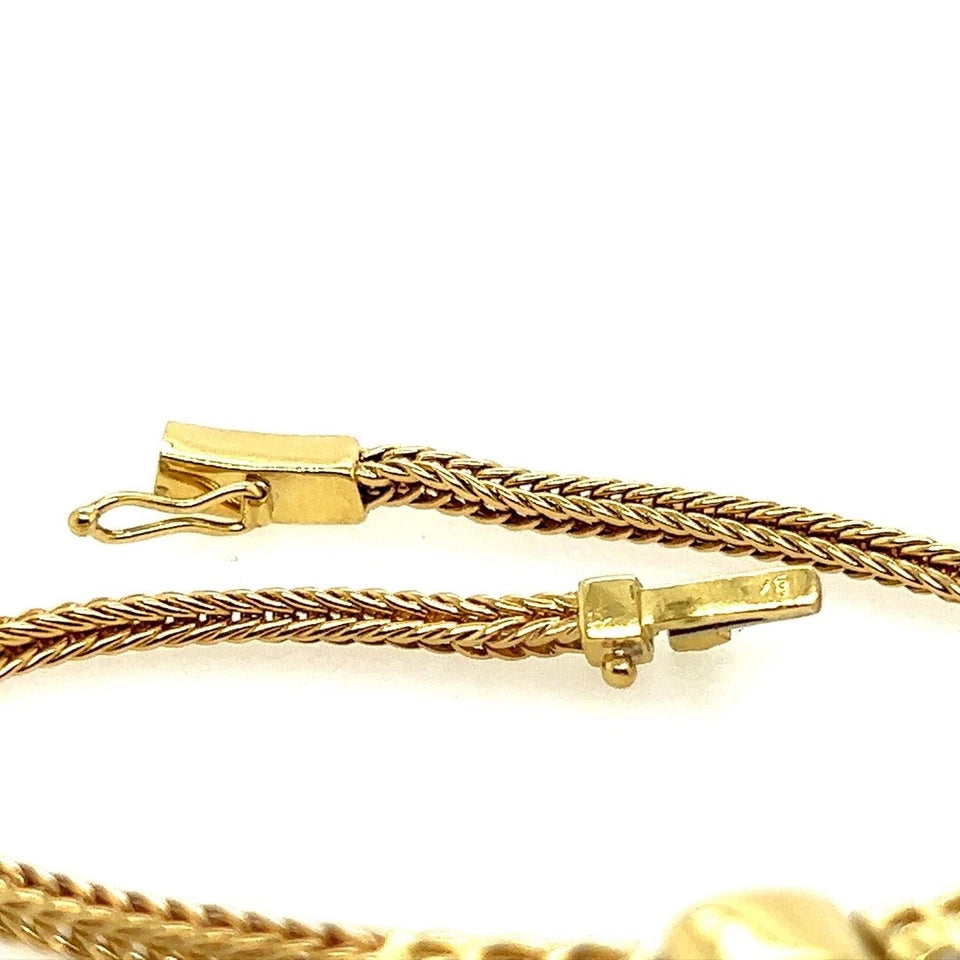 Retro Gold 1 Carat Natural Diamond and Red Ruby Cabochon Bracelet Circa 1970