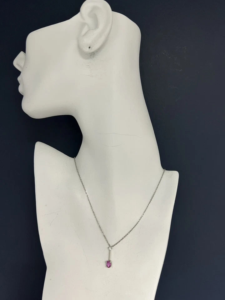 Modern Gold 1.15 Carat Natural Oval Pink Sapphire Gem Stone and Diamond Pendant