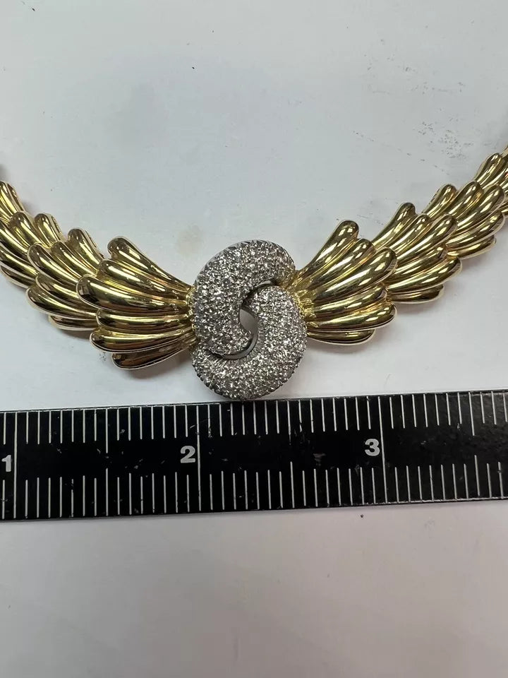 Art Nouveau Gold 1.05 Carat Natural Round Brilliant Diamond Necklace Circa 1960