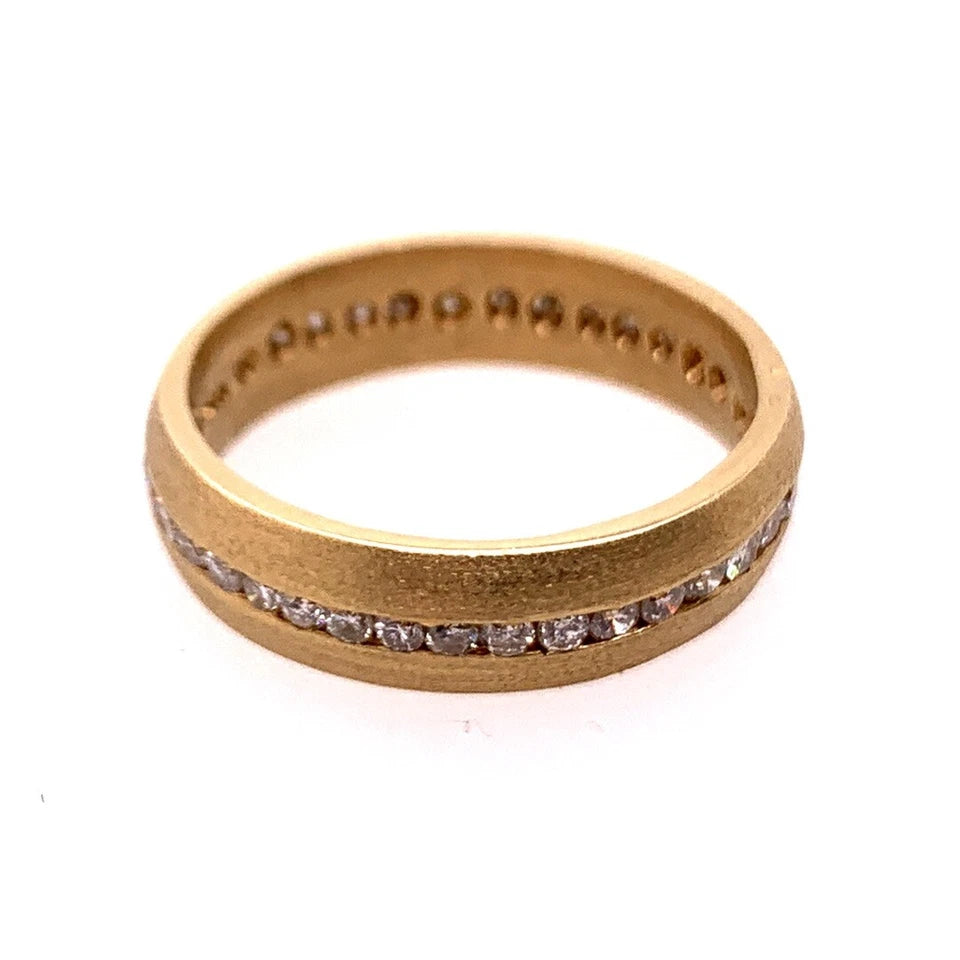 Retro Gold Ring 0.75 Carat Natural Diamond Cocktail Engagement Band Circa 1950