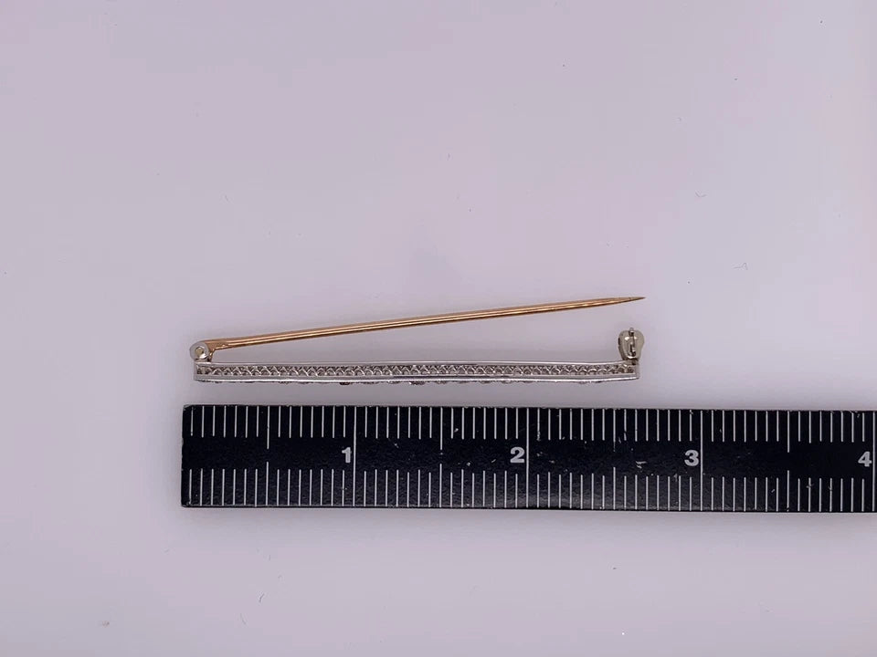 Art Deco Gold Pin 1.50 Carat Natural Old European Diamond Brooche Circa 1920