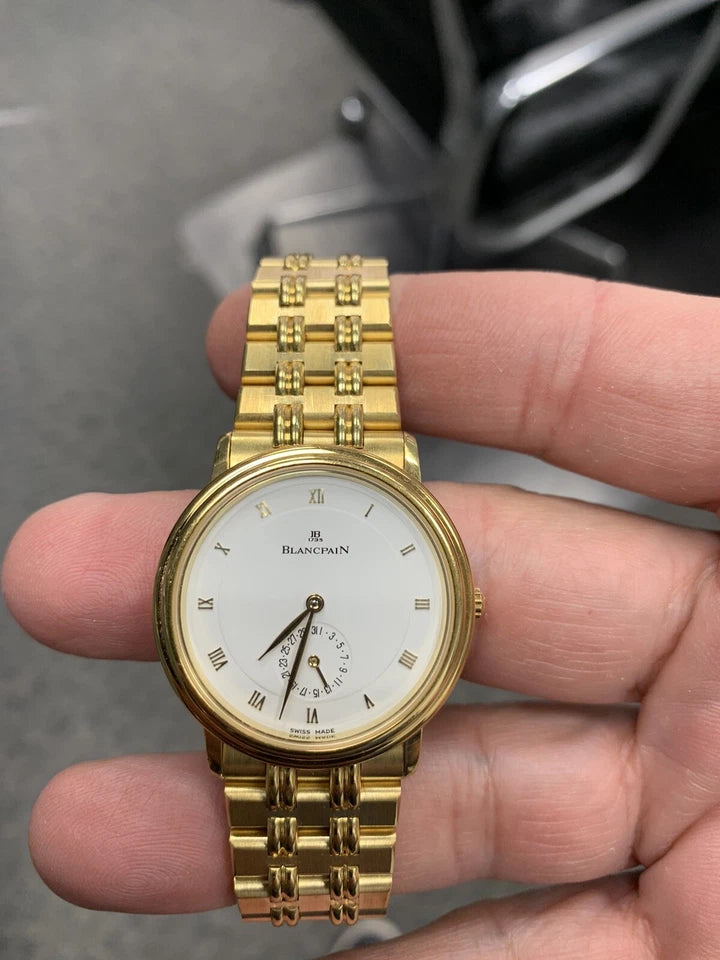 Original Blancpain Villeret Yellow Gold Watch & Bracelet Automatic Display Case