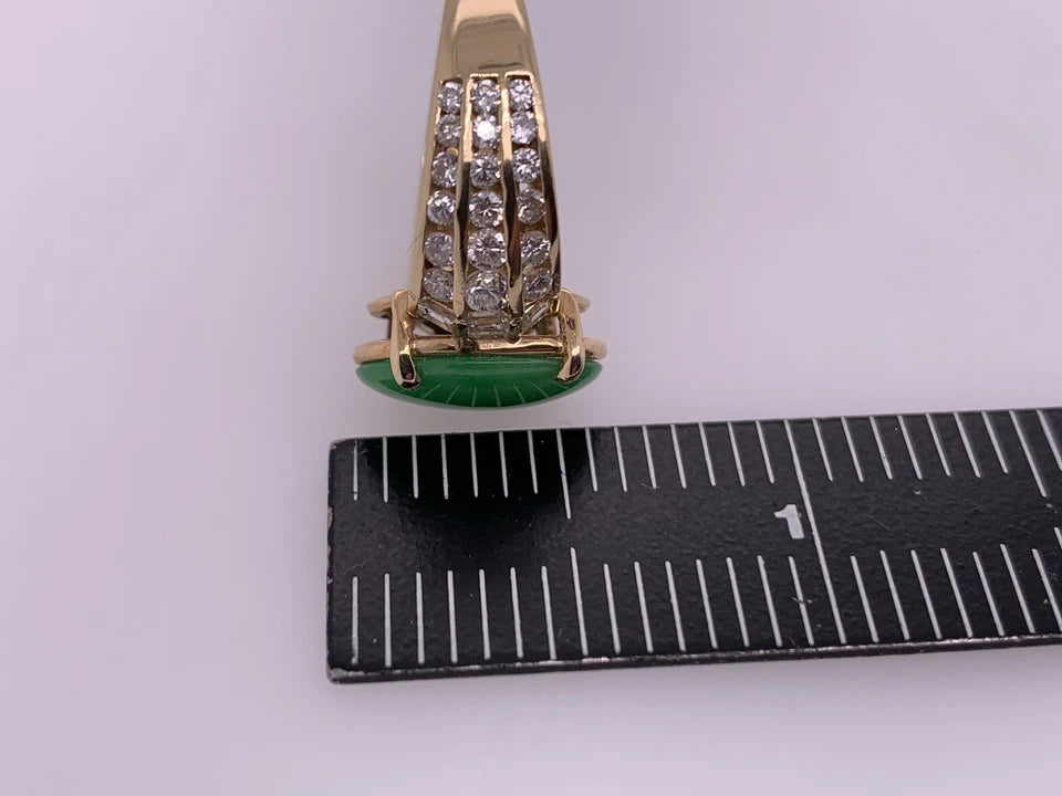GIA Certified 3.47 Carat Natural Jadeite "A" Jade & Diamond Gold Ring Circa 1950