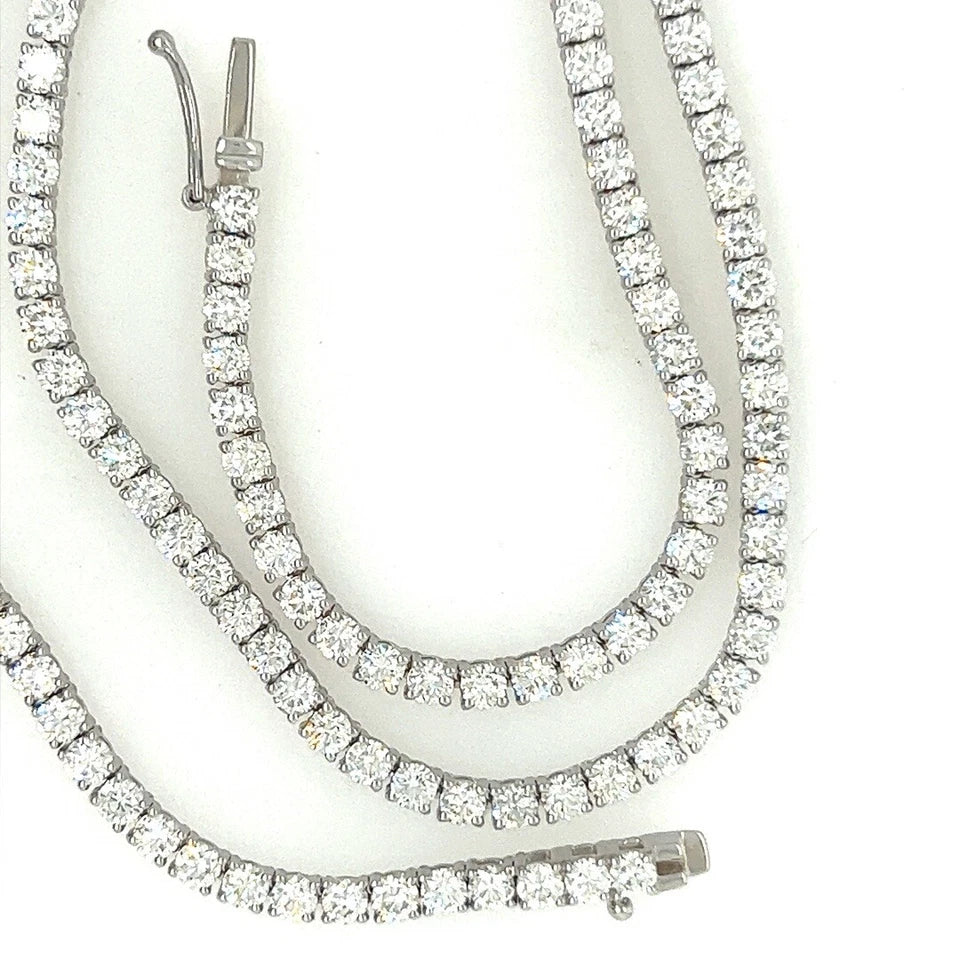 Modern Gold 11.29 Carats Natural Round Brilliant G Color Diamond Tennis Necklace