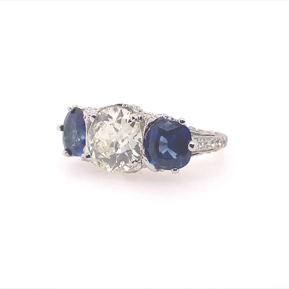 Art Deco Certified 2.48 Carat Natural Old European K VS Diamond Engagement Ring