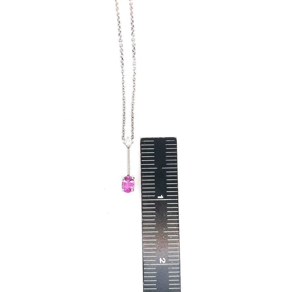 Modern Gold 1.15 Carat Natural Oval Pink Sapphire Gem Stone and Diamond Pendant