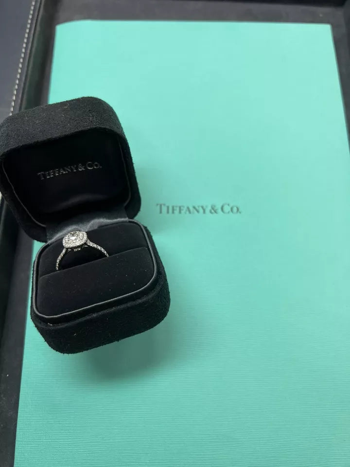 Tiffany & Co Soleste 0.71 Carat Certified D Natural Diamond Engagement Halo Ring
