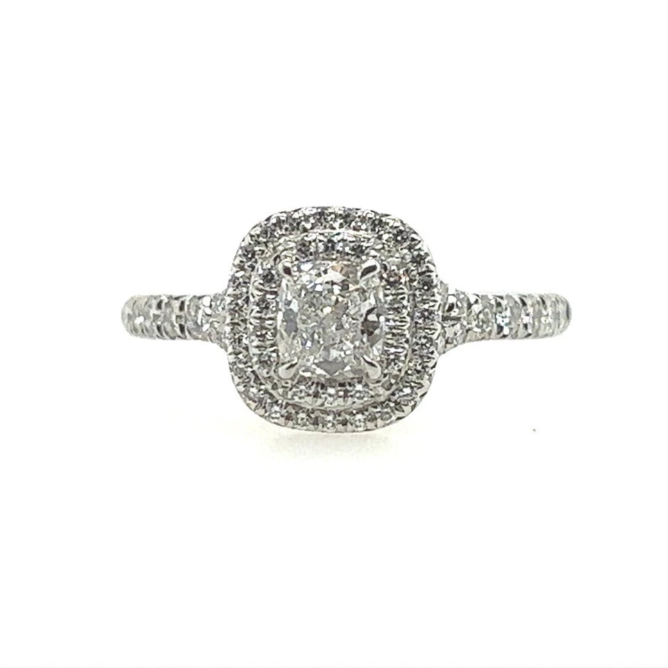 Tiffany & Co Soleste 0.71 Carat Certified D Natural Diamond Engagement Halo Ring