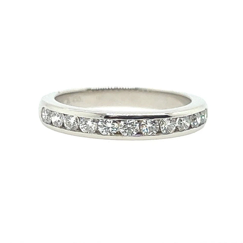 Modern Tiffany & Co Natural .17 Carat Diamond Halfway Platinum Engagement Band