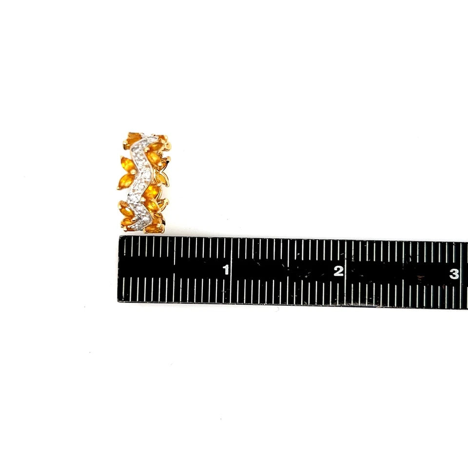 Retro Gold 3 Carat Natural Yellow Sapphire & Diamond Cocktail Ring Circa 1970