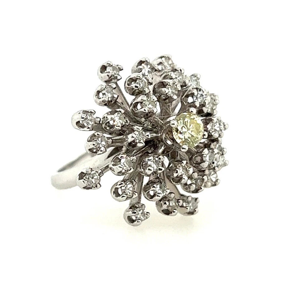 Retro Gold 0.75 Carat Natural Round Single Cut Diamond Cocktail Ring Circa 1950