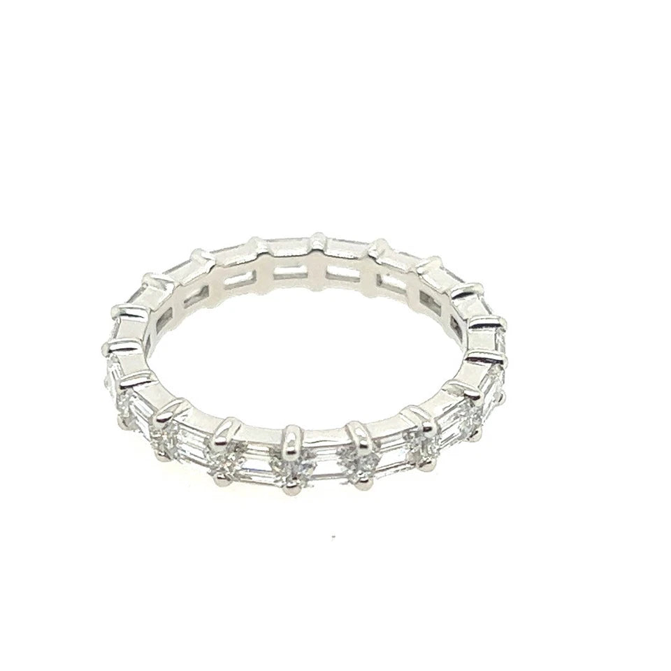 Platinum 2.23 Carat Natural Emerald Cut Near Colorless VS Diamond Eternity Band