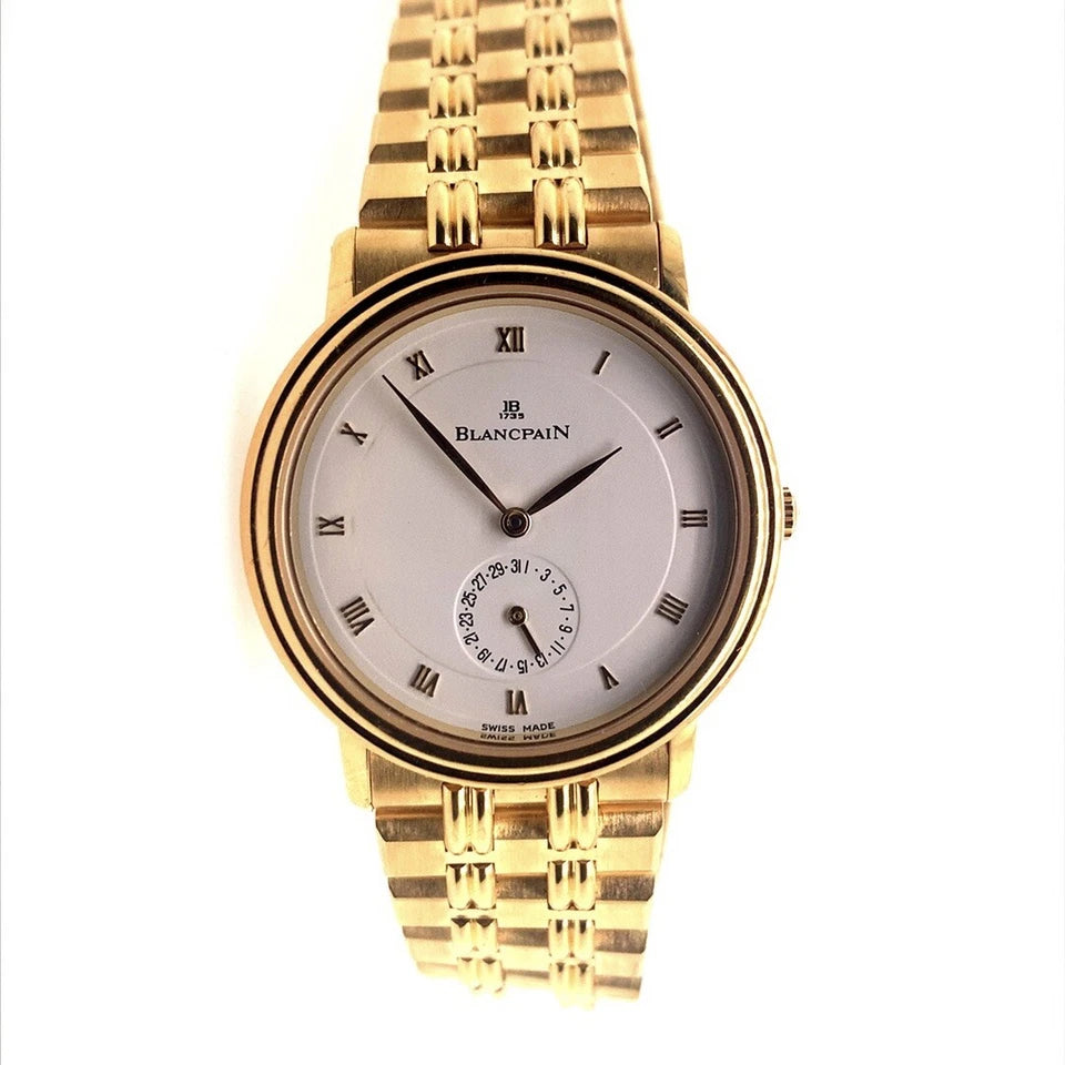 Original Blancpain Villeret Yellow Gold Watch & Bracelet Automatic Display Case
