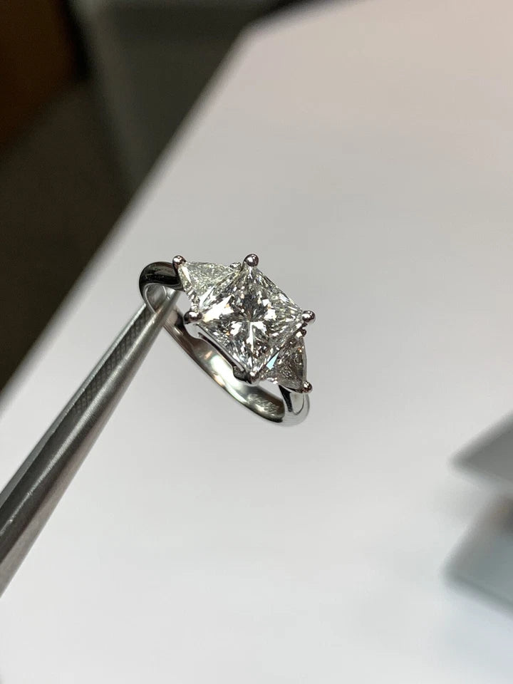 GIA Certified 2.20 Carat Natural Princess Diamond F VS1 Non Gold Engagement Ring