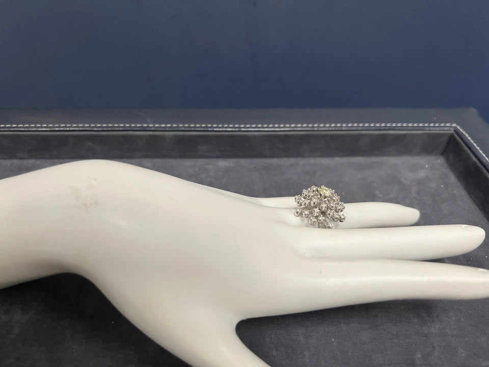Retro Gold 0.75 Carat Natural Round Single Cut Diamond Cocktail Ring Circa 1950