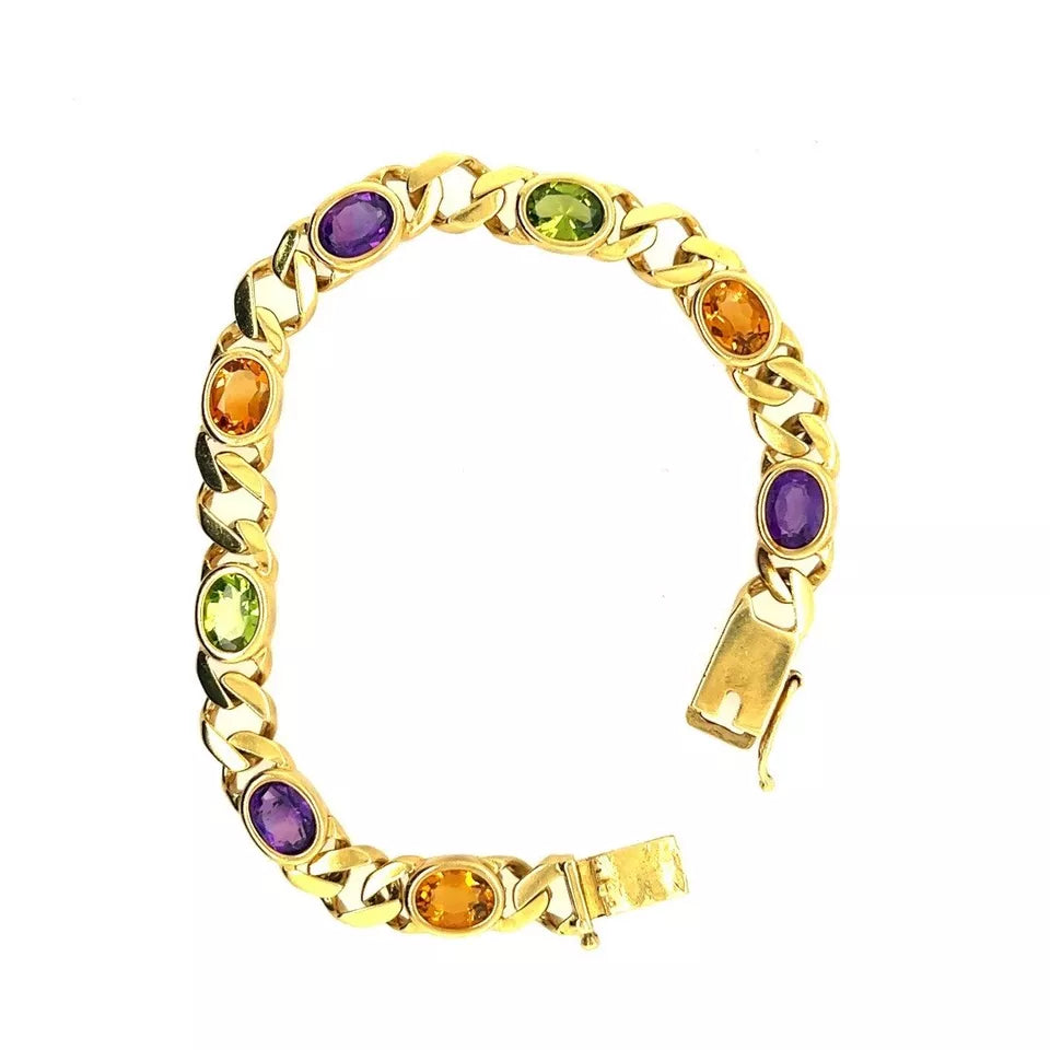 Retro Gold 26 Carat Oval Gem Stone 88 Grams Necklace & Bracelet Set Circa 1980