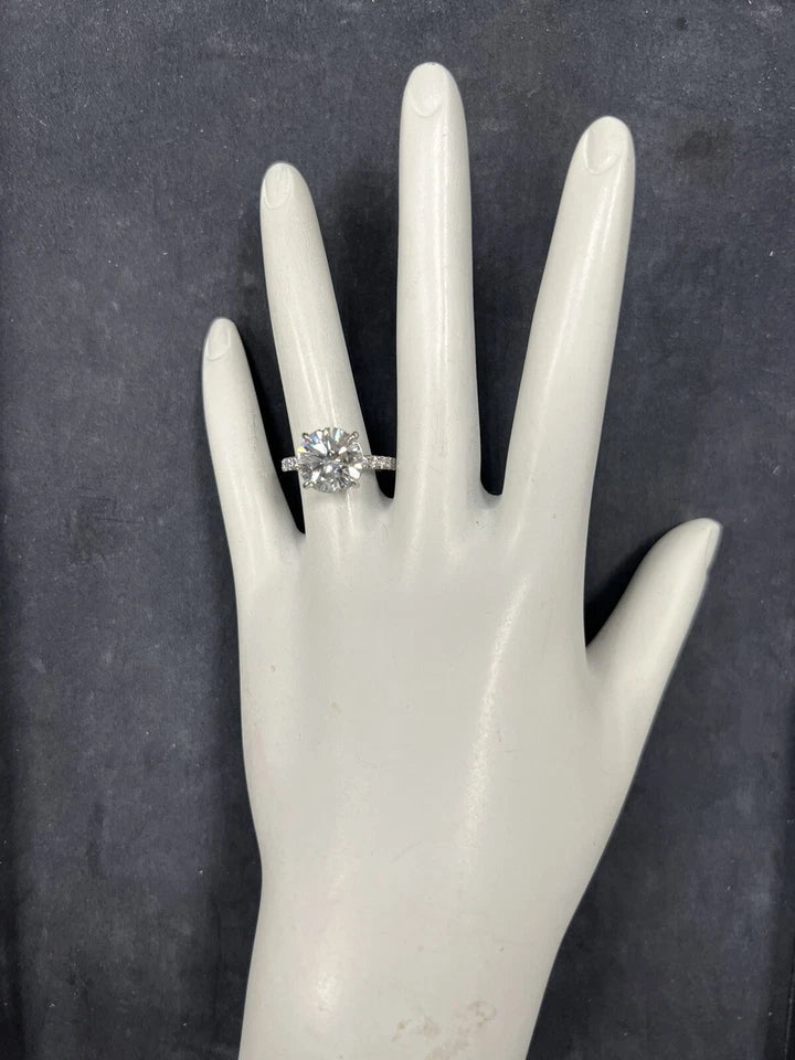 GIA Certified 4.02 Carat G SI2 EX Cut None Natural Round Diamond Engagement Ring