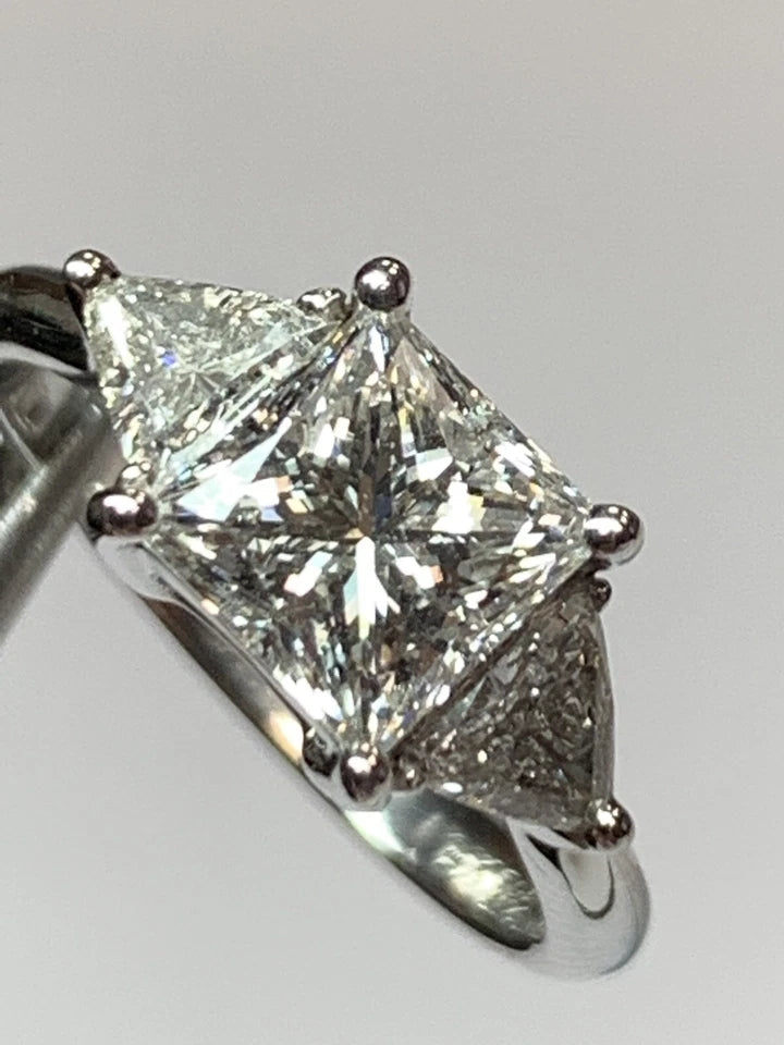 GIA Certified 2.20 Carat Natural Princess Diamond F VS1 Non Gold Engagement Ring