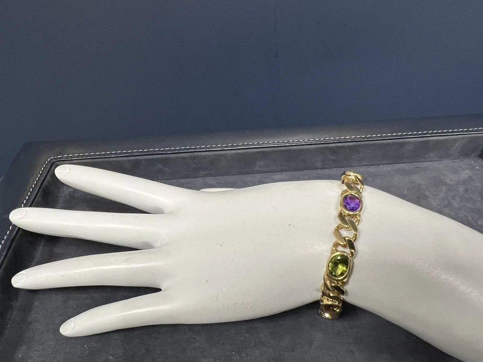 Retro Gold 26 Carat Oval Gem Stone 88 Grams Necklace & Bracelet Set Circa 1980