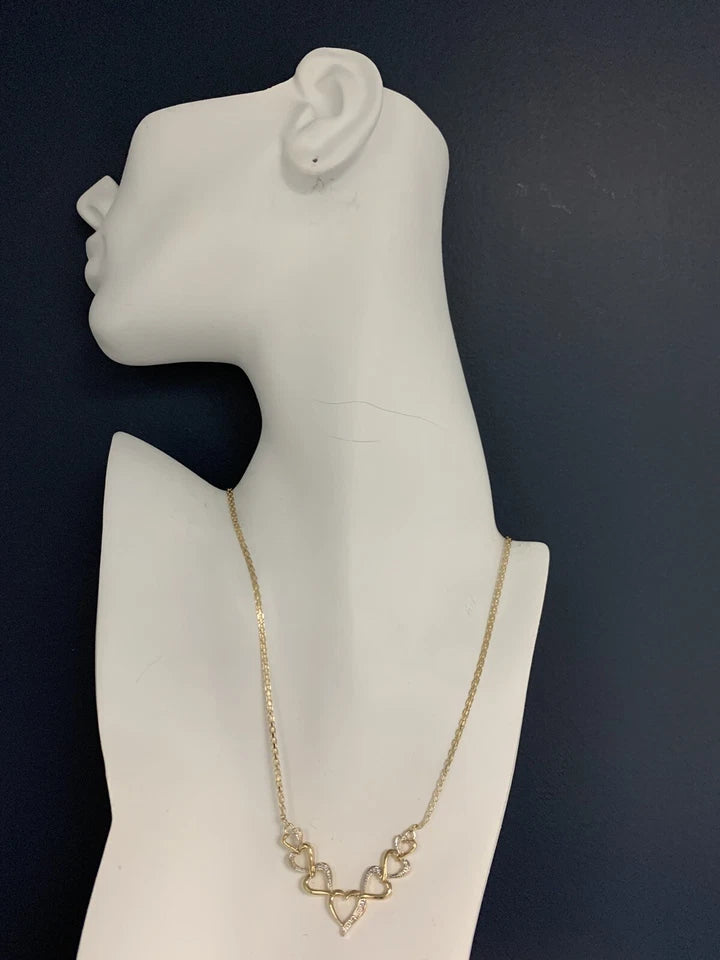 Modern 10k Gold & Natural Diamond 6.2 gram 17.5" inch Heart Necklace